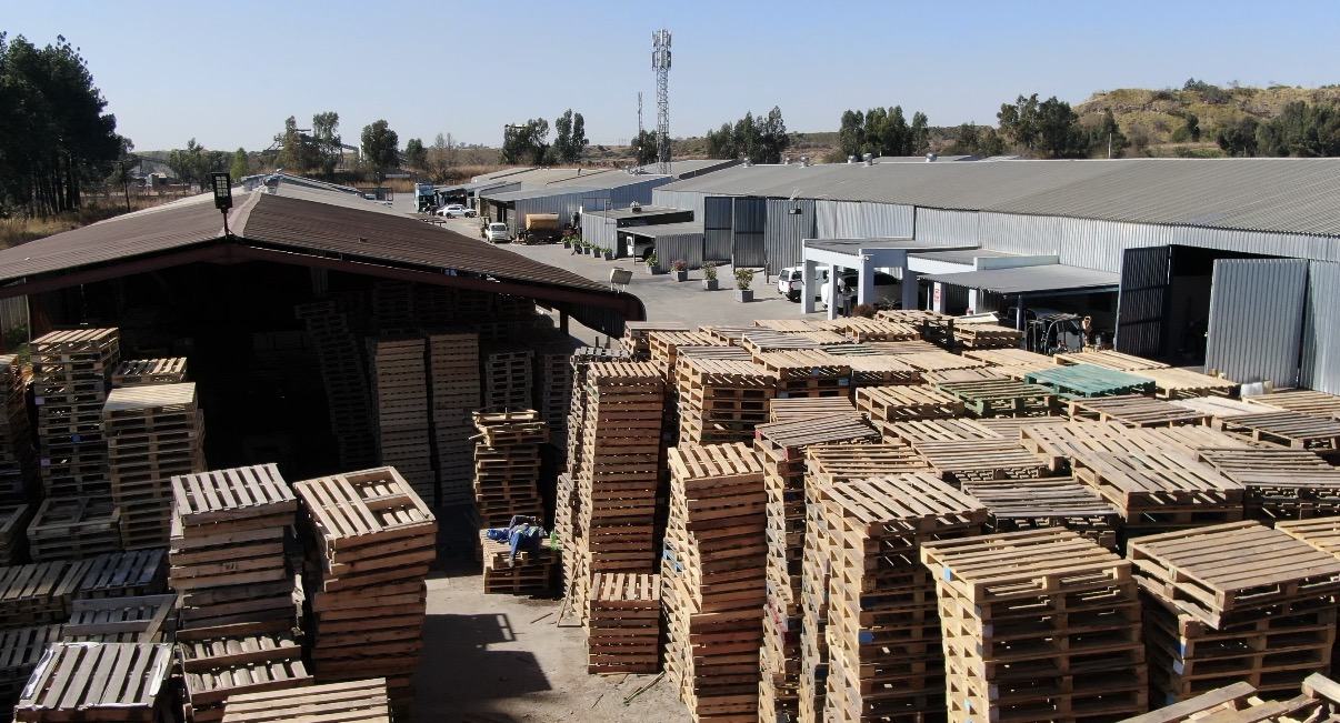 Aerial view of the Hunky Pallets yard and factory
